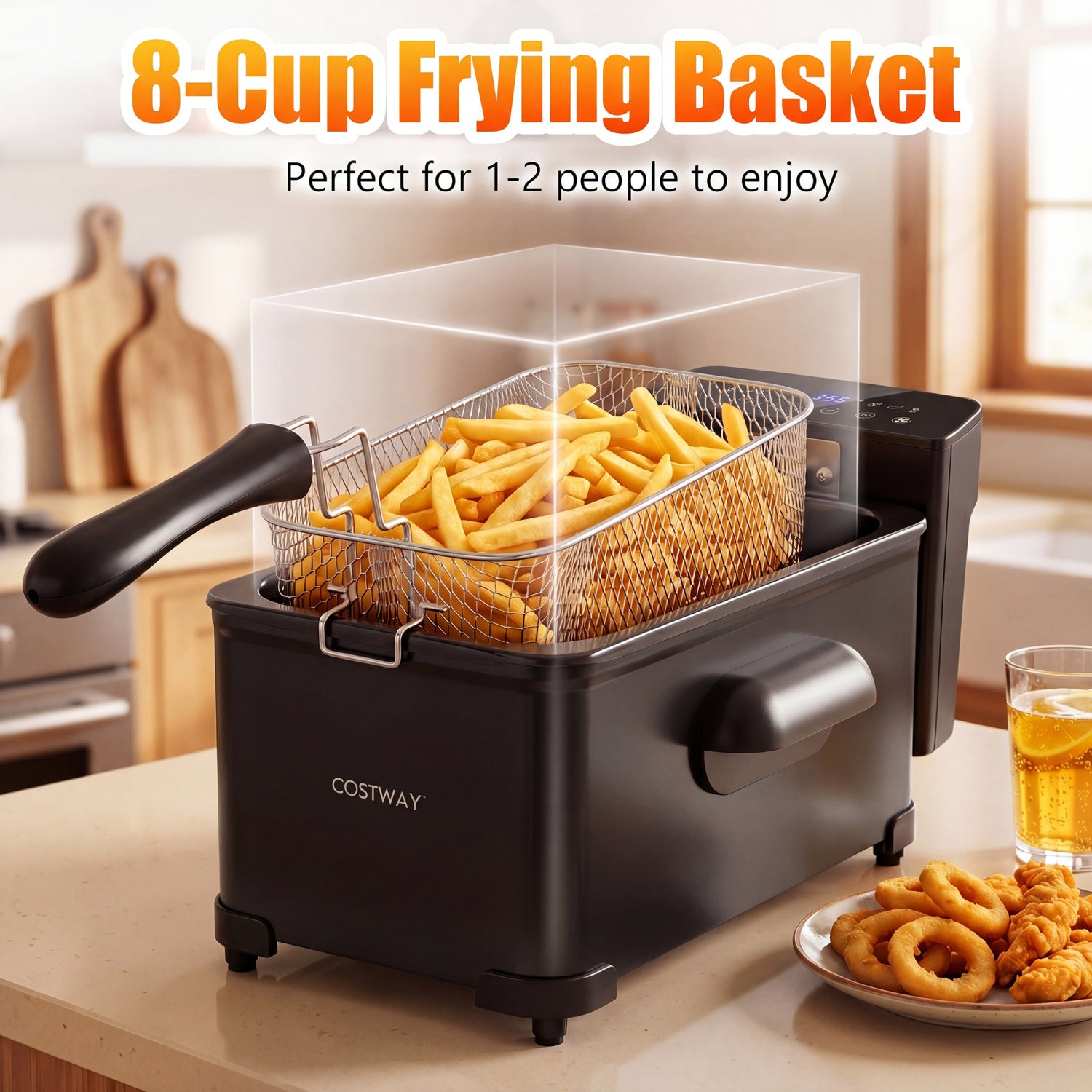 3.2-Qt Electric Deep Fryer, 1700W, LED Touch Screen, Black Air Fryers at Gallery Canada