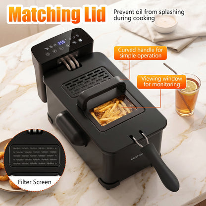 3.2-Qt Electric Deep Fryer, 1700W, LED Touch Screen, Black Air Fryers at Gallery Canada