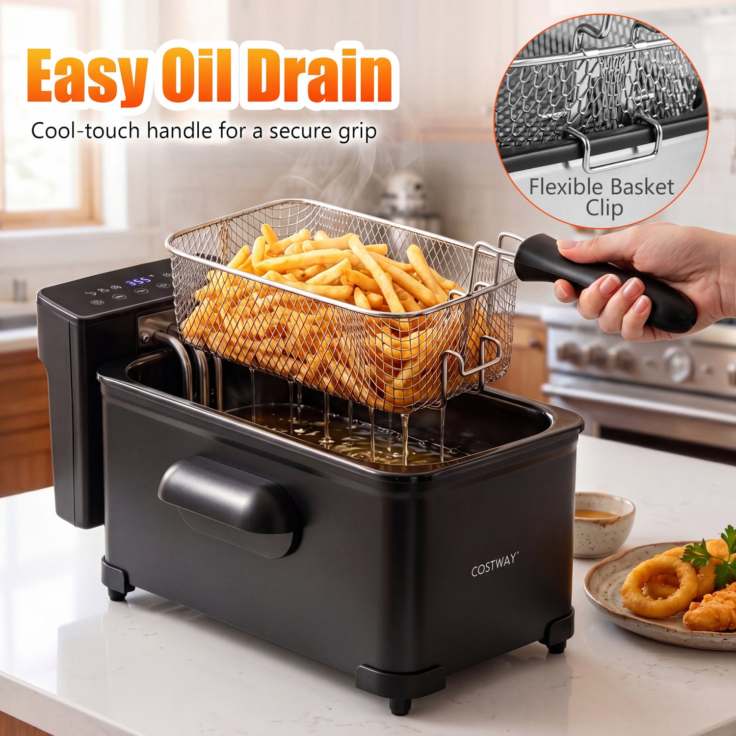 3.2-Qt Electric Deep Fryer, 1700W, LED Touch Screen, Black Air Fryers at Gallery Canada