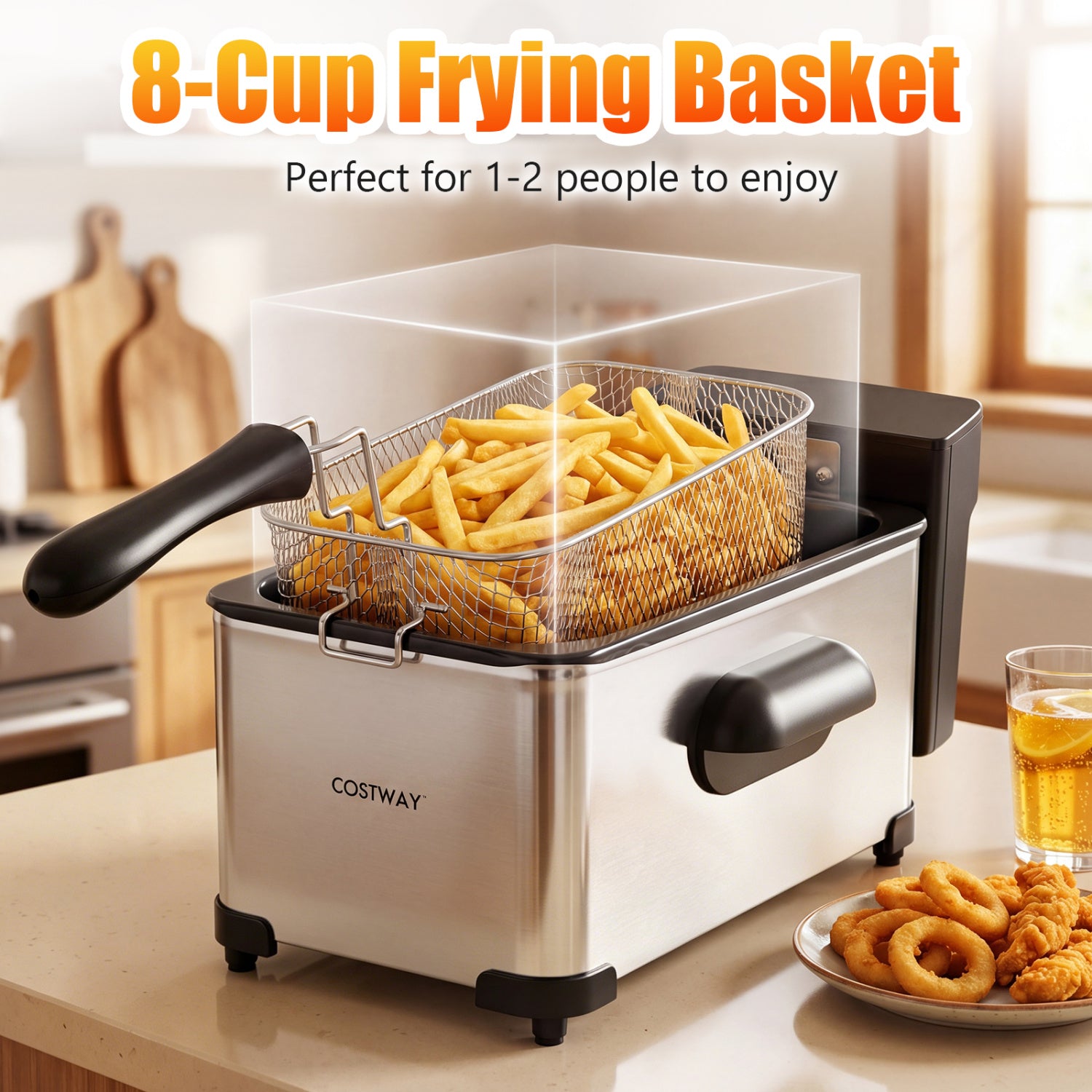 3.2-Qt Electric Deep Fryer, 1700W, LED Touch Screen, Enamel Oil Tank Air Fryers at Gallery Canada