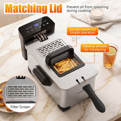 3.2-Qt Electric Deep Fryer, 1700W, LED Touch Screen, Enamel Oil Tank Air Fryers at Gallery Canada