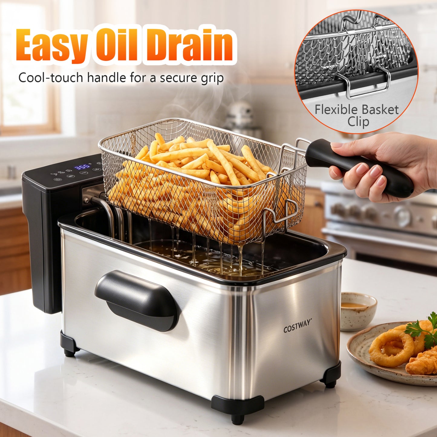 3.2-Qt Electric Deep Fryer, 1700W, LED Touch Screen, Enamel Oil Tank Air Fryers at Gallery Canada
