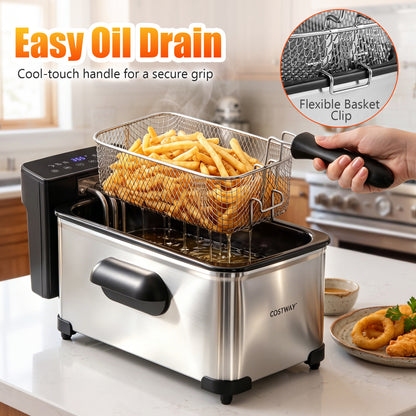 3.2-Qt Electric Deep Fryer, 1700W, LED Touch Screen, Enamel Oil Tank Air Fryers at Gallery Canada