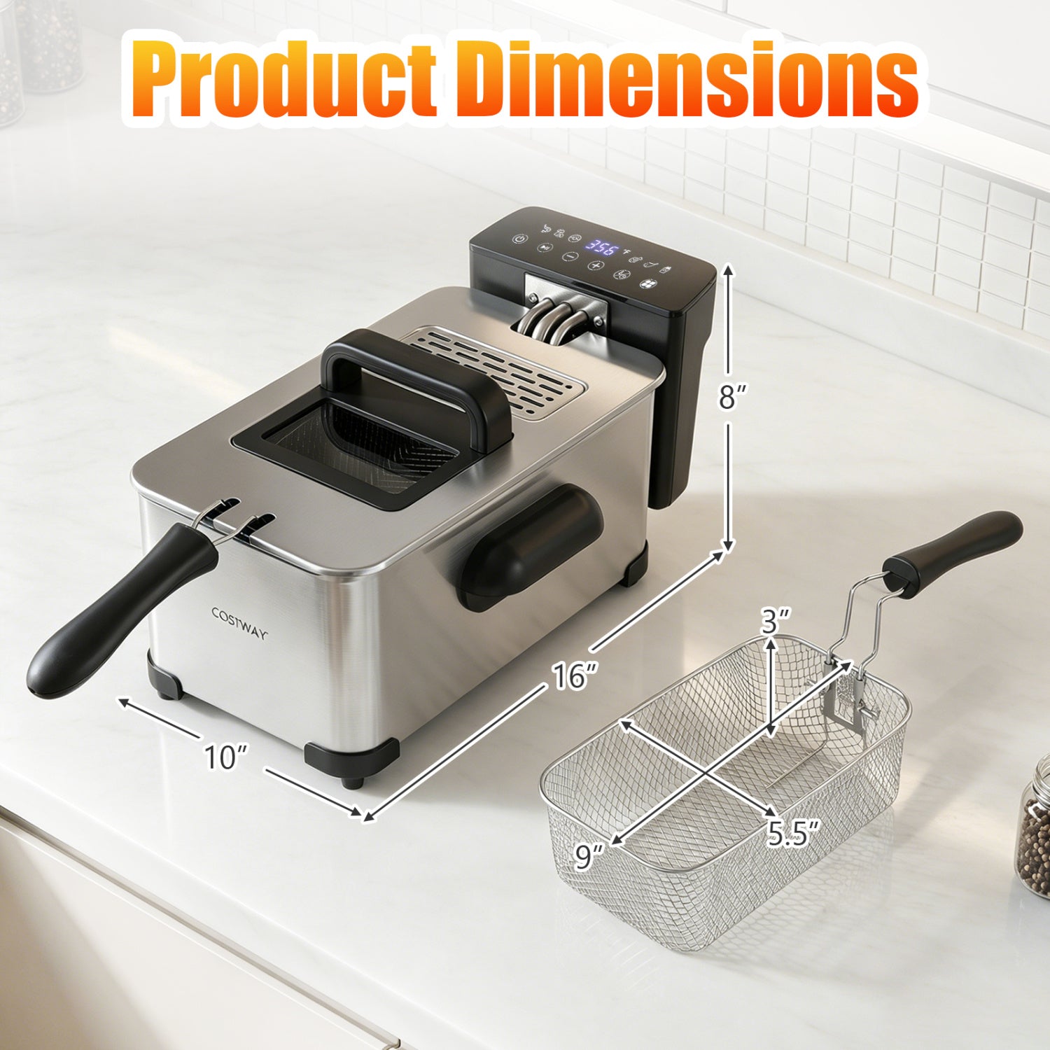 3.2-Qt Electric Deep Fryer, 1700W, LED Touch Screen, Enamel Oil Tank Air Fryers at Gallery Canada