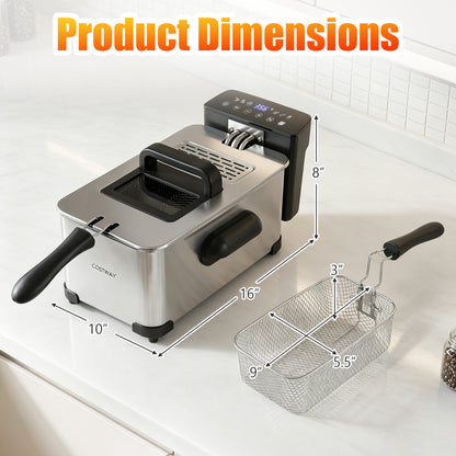 3.2-Qt Electric Deep Fryer, 1700W, LED Touch Screen, Enamel Oil Tank Air Fryers at Gallery Canada