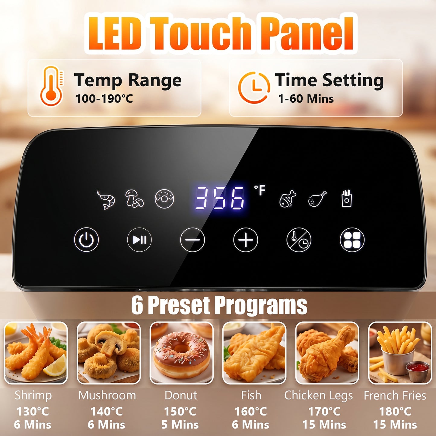 3.2-Qt Electric Deep Fryer, 1700W, LED Touch Screen, Black Air Fryers at Gallery Canada