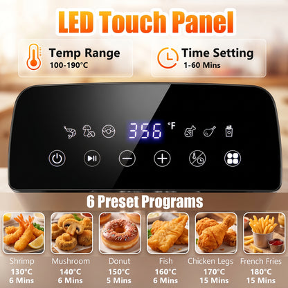 3.2-Qt Electric Deep Fryer, 1700W, LED Touch Screen, Black Air Fryers at Gallery Canada