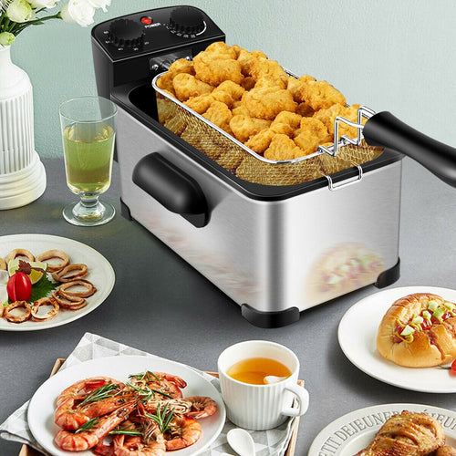 3.2 Quart Electric Stainless Steel Deep Fryer, Silver