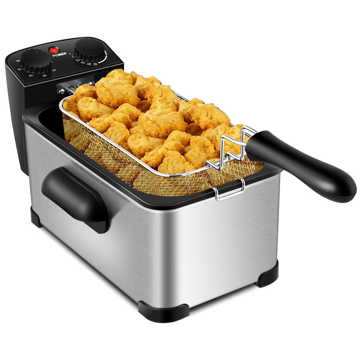 3.2 Quart Electric Stainless Steel Deep Fryer, Silver