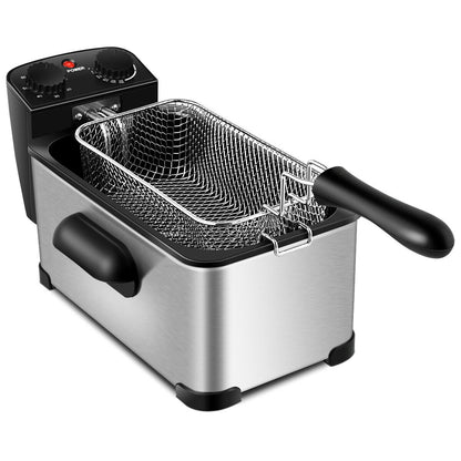 3.2 Quart Electric Stainless Steel Deep Fryer, Silver