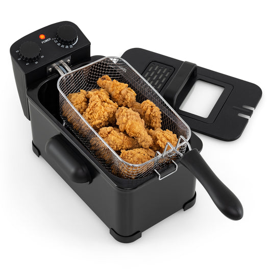 3.2 Quart Electric Stainless Steel Deep Fryer with Timer, Black Air Fryers Black at Gallery Canada