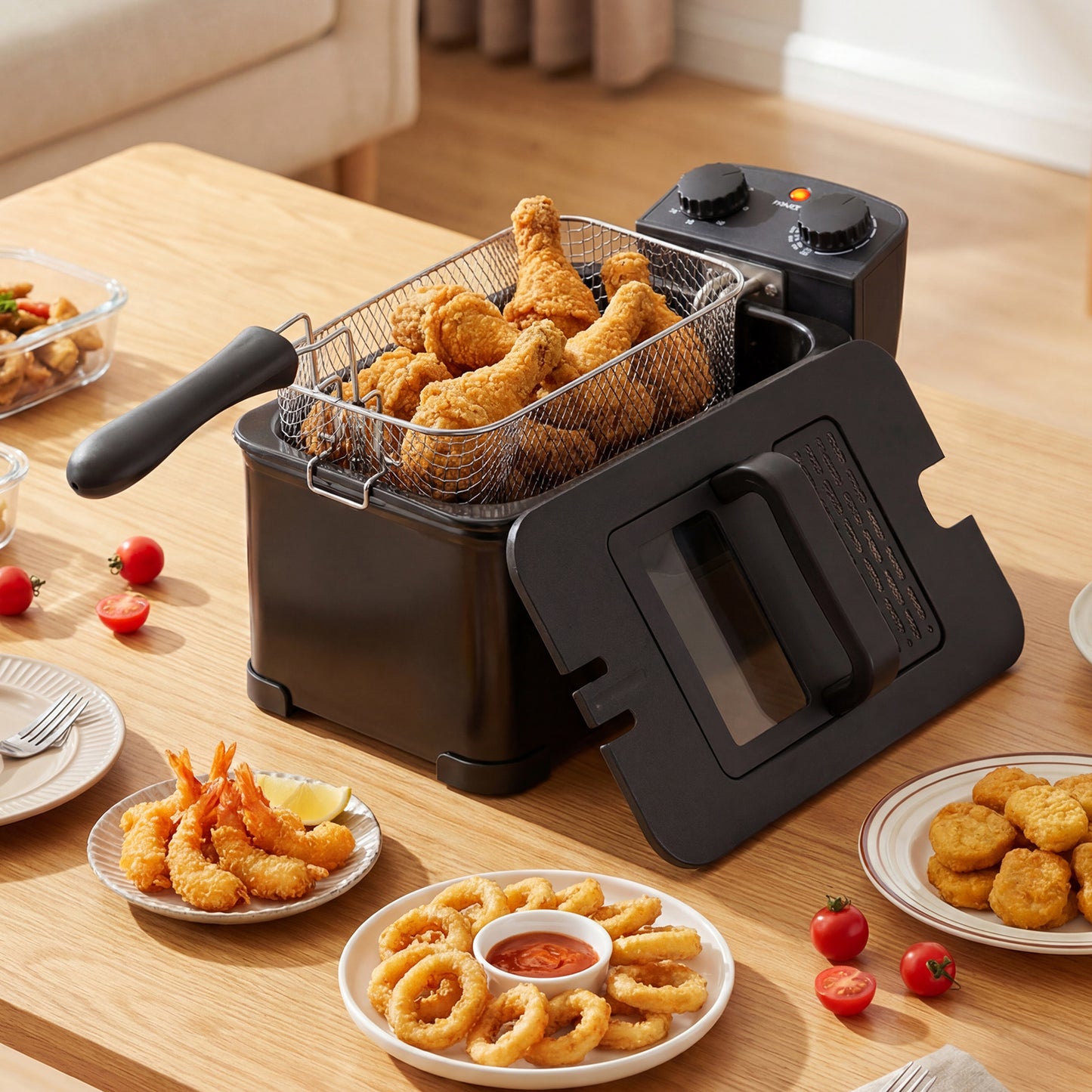 3.2 Quart Electric Stainless Steel Deep Fryer with Timer, Black Air Fryers at Gallery Canada