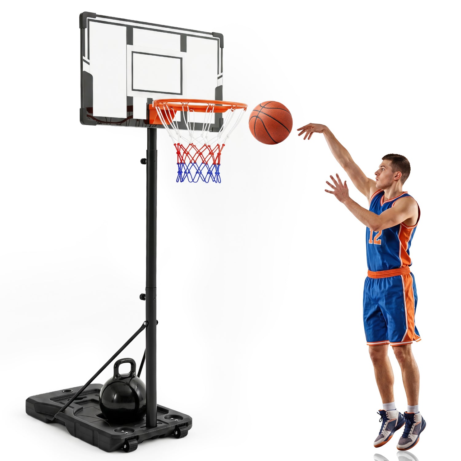 Portable Basketball Hoop, Adjustable 3.3-10 Feet, Black Sport Equipments at Gallery Canada