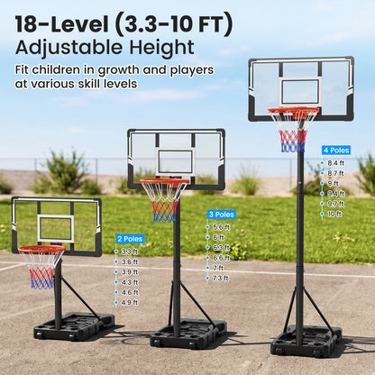 Portable Basketball Hoop, Adjustable 3.3-10 Feet, Black Sport Equipments at Gallery Canada