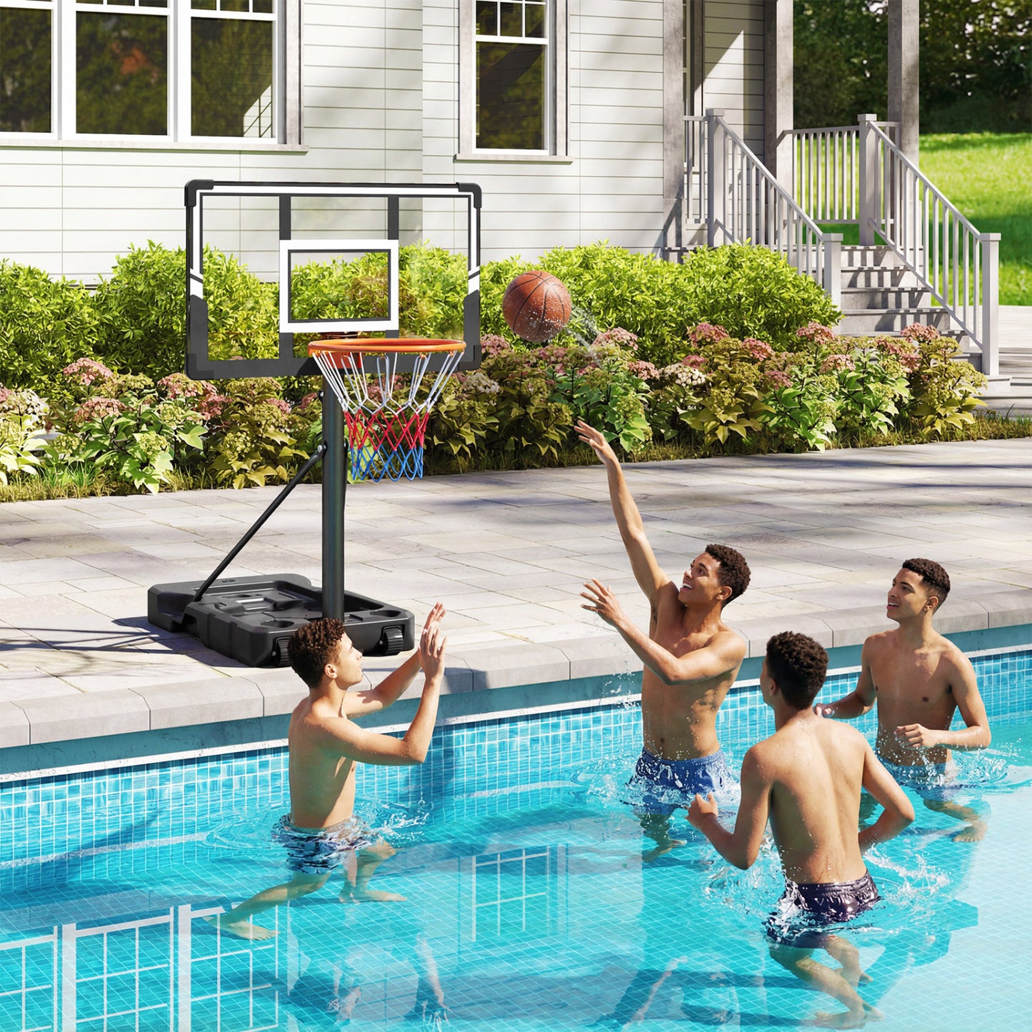 Portable Basketball Hoop, Adjustable 3.3-10 Feet, Black Sport Equipments at Gallery Canada