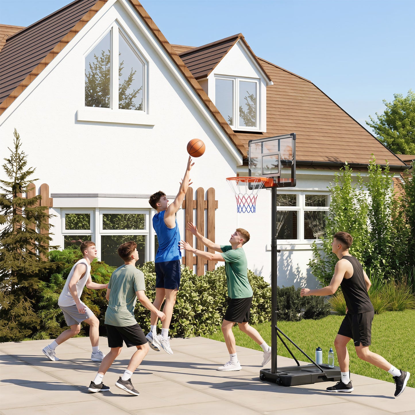 Portable Basketball Hoop, Adjustable 3.3-10 Feet, Black Sport Equipments at Gallery Canada