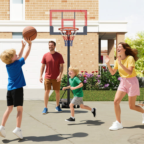 3.3-7 Feet Portable Adjustable Outdoor Kids Basketball Hoop Goal System, Red