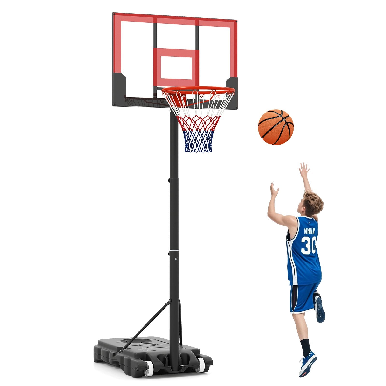 3.3-7 Feet Portable Adjustable Outdoor Kids Basketball Hoop Goal System, Red Sports Red at Gallery Canada
