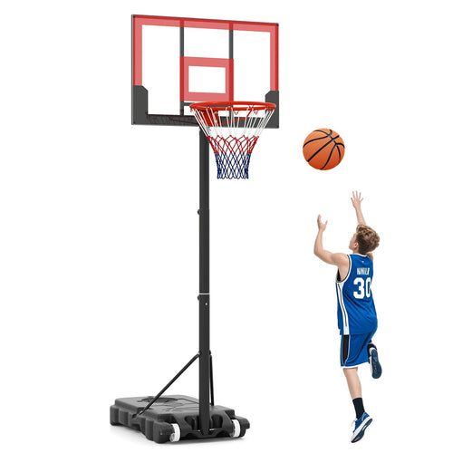 3.3-7 Feet Portable Adjustable Outdoor Kids Basketball Hoop Goal System, Red