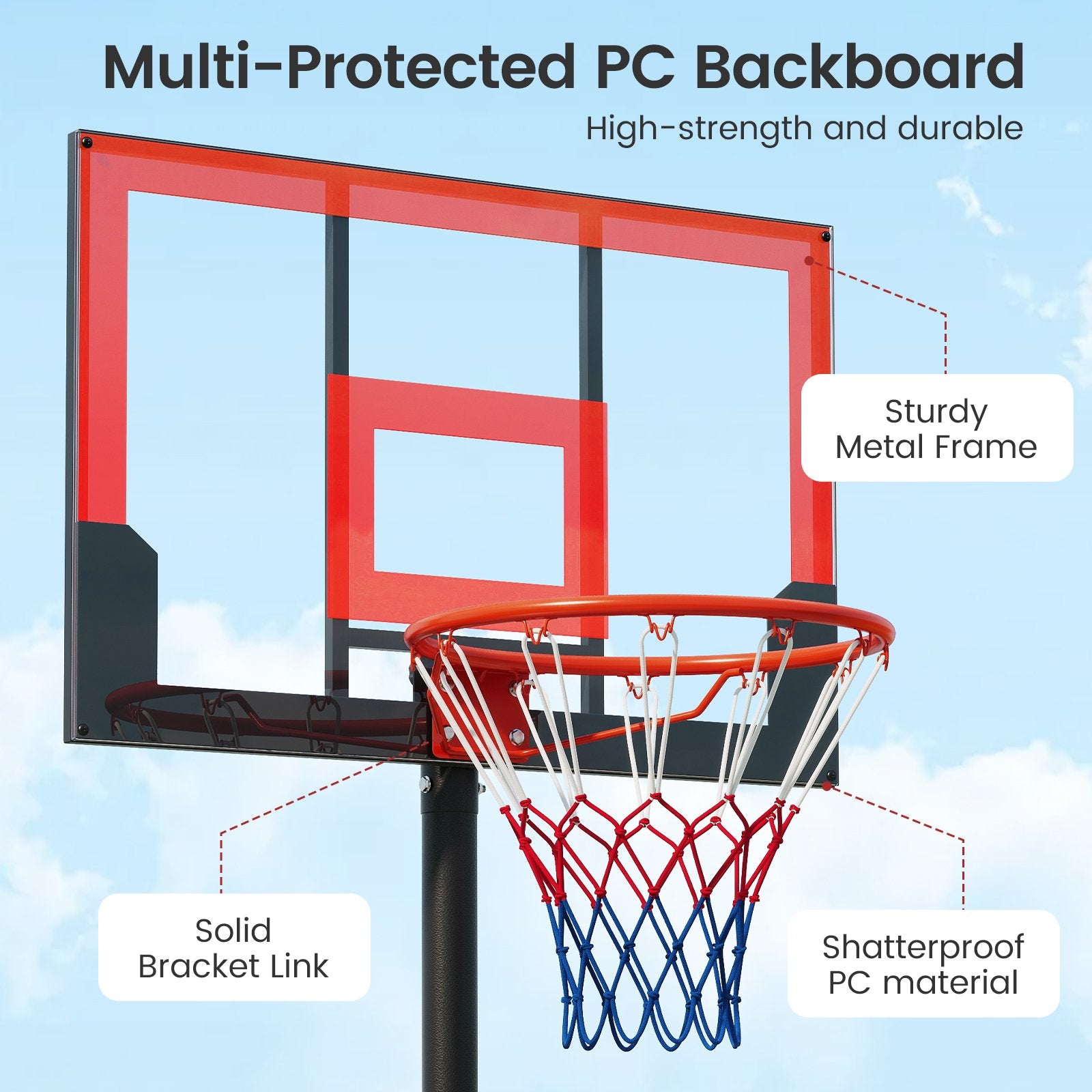 3.3-7 Feet Portable Adjustable Outdoor Kids Basketball Hoop Goal System, Red Sports at Gallery Canada