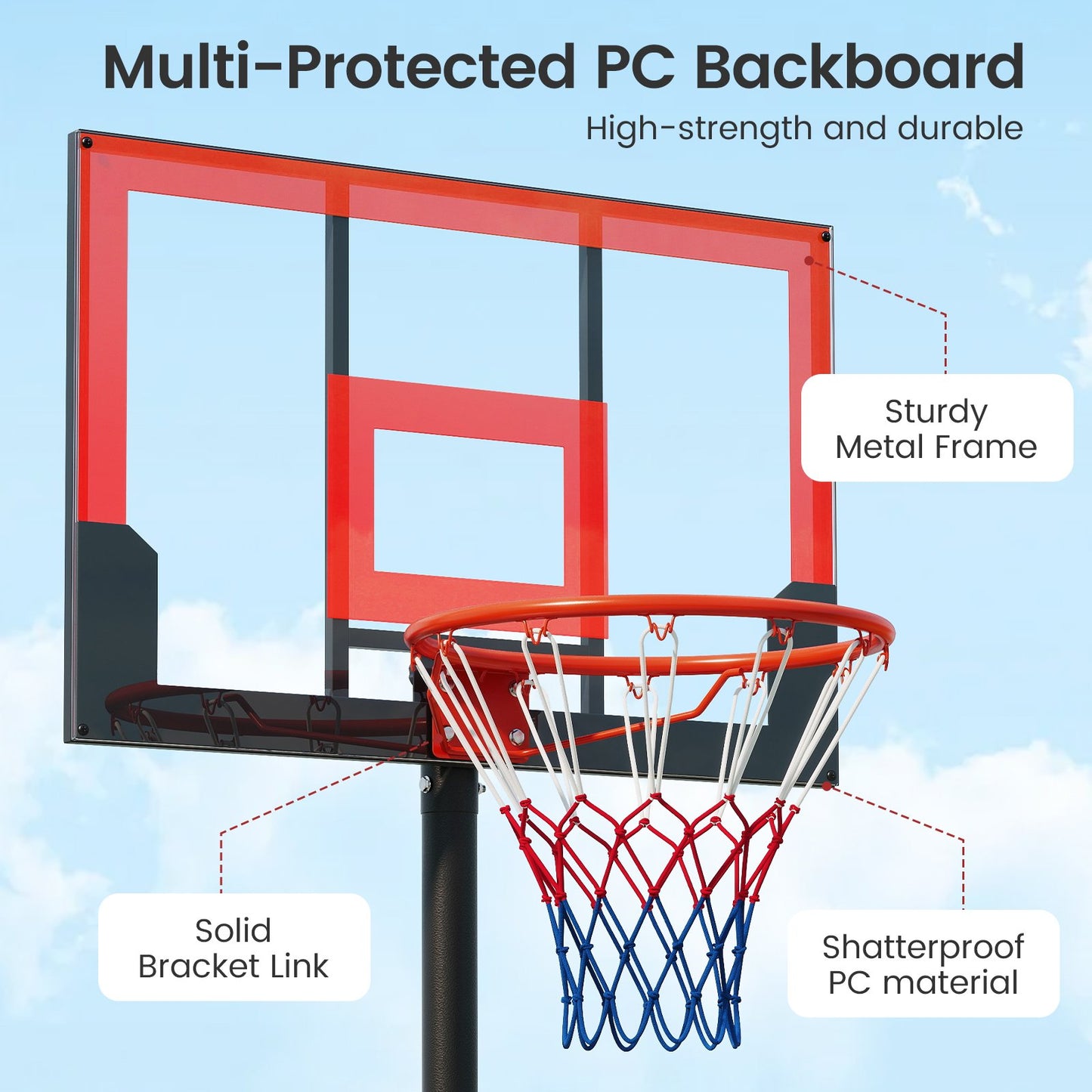 3.3-7 Feet Portable Adjustable Outdoor Kids Basketball Hoop Goal System, Red Sports at Gallery Canada