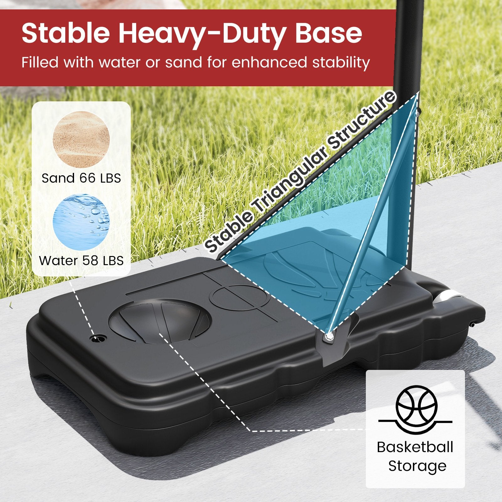 3.3-7 Feet Portable Adjustable Outdoor Kids Basketball Hoop Goal System, Red Sports at Gallery Canada