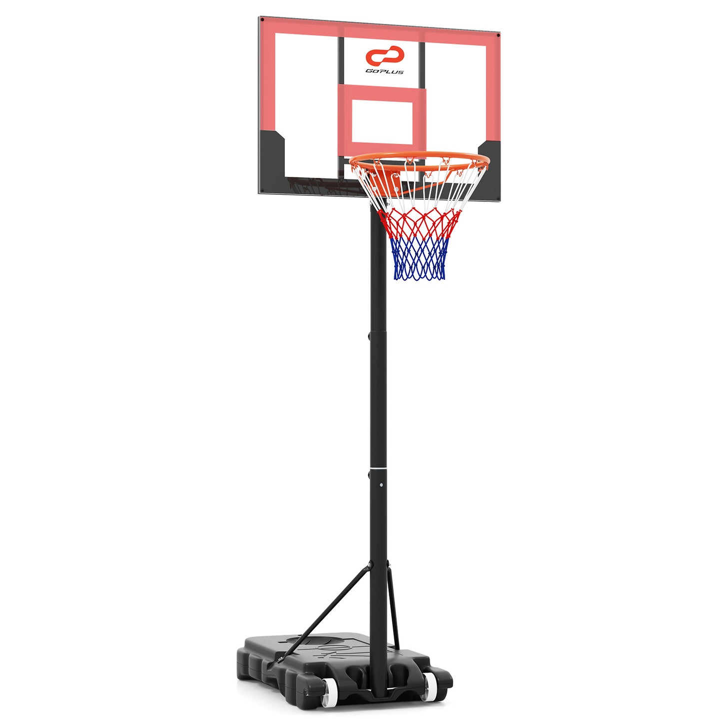 3.3-7 Feet Portable Adjustable Outdoor Kids Basketball Hoop Goal System-RE, Black & Red