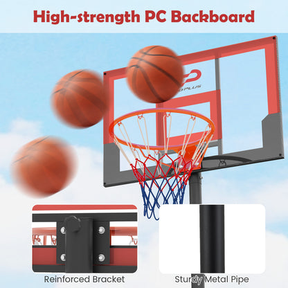 3.3-7 Feet Portable Adjustable Outdoor Kids Basketball Hoop Goal System-RE, Black & Red Sports at Gallery Canada