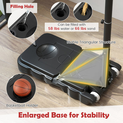 3.3-7 Feet Portable Adjustable Outdoor Kids Basketball Hoop Goal System-RE, Black & Red Sports at Gallery Canada