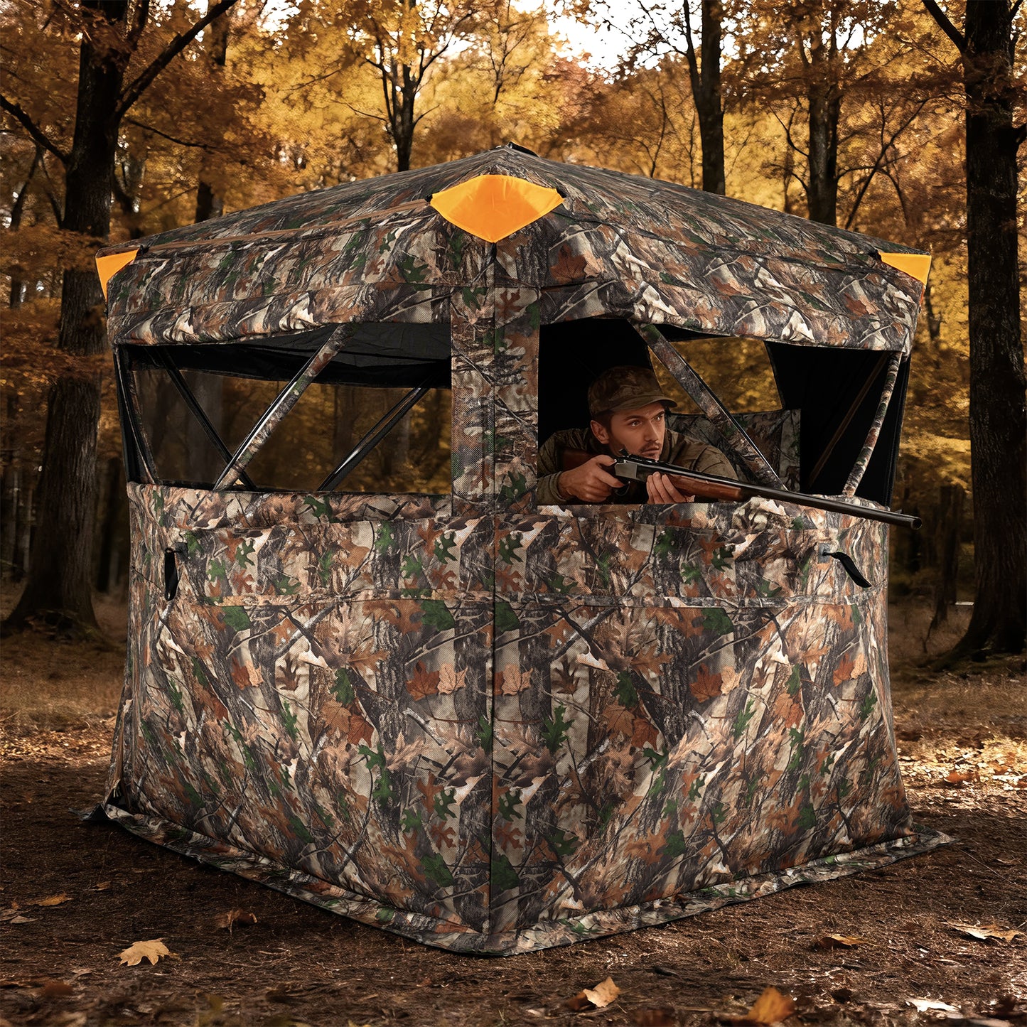 3-4 Person Hunting Blind 270° See-Through Pop-up Ground Blind with Full-Open Swing Door Tents at Gallery Canada