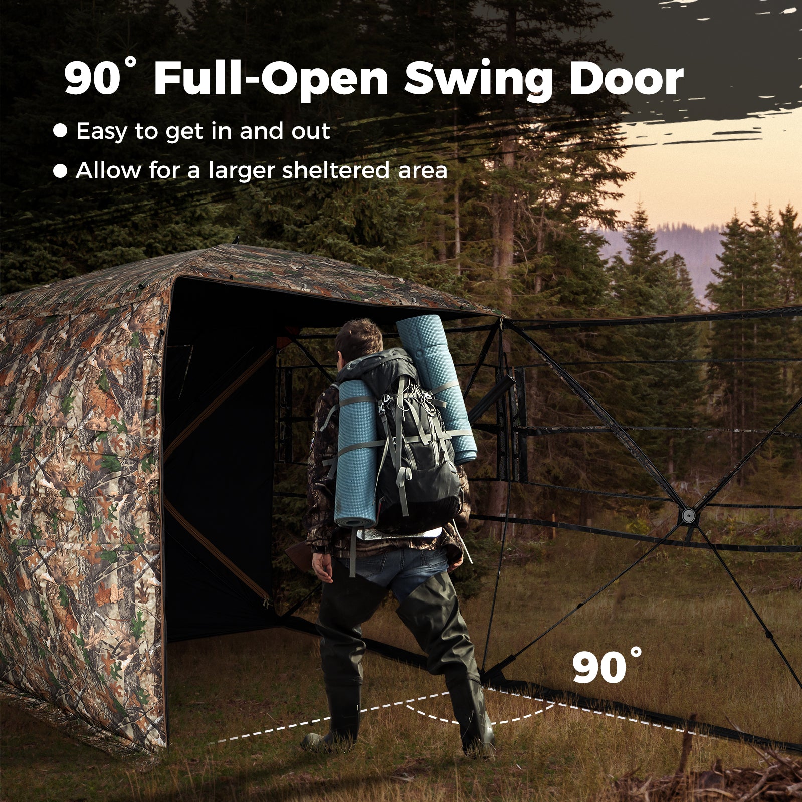 3-4 Person Hunting Blind 270° See-Through Pop-up Ground Blind with Full-Open Swing Door Tents at Gallery Canada