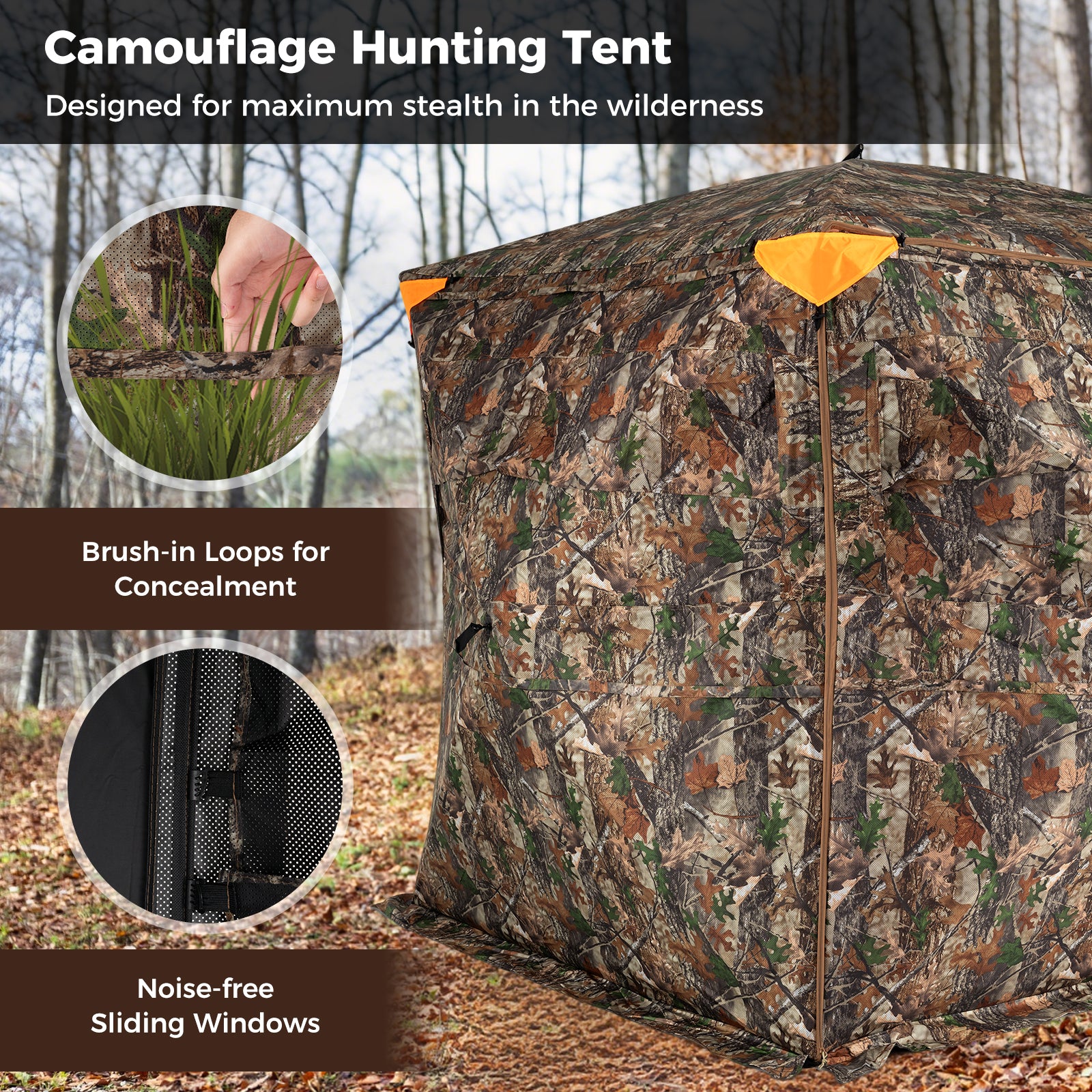 3-4 Person Hunting Blind 270° See-Through Pop-up Ground Blind with Full-Open Swing Door Tents at Gallery Canada
