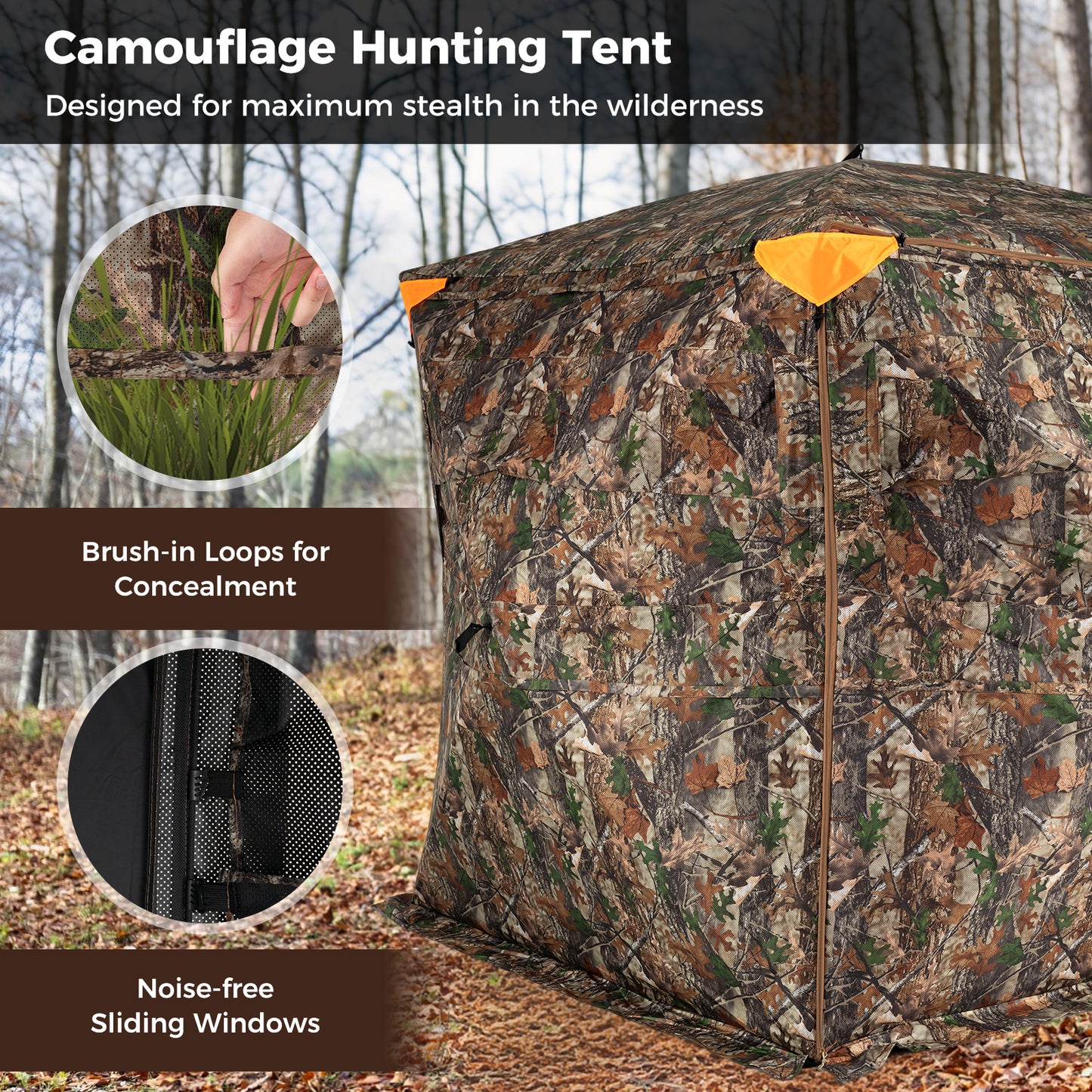3-4 Person Hunting Blind 270° See-Through Pop-up Ground Blind with Full-Open Swing Door Tents at Gallery Canada