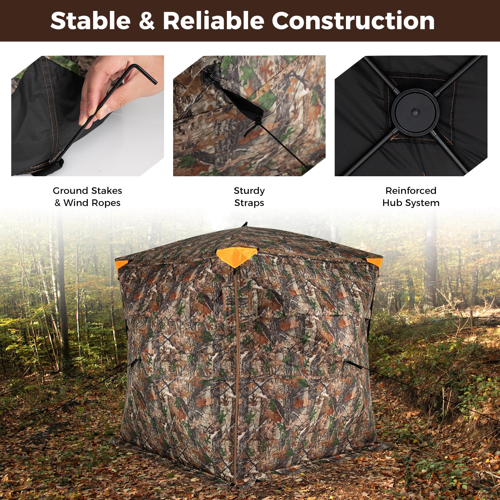 3-4 Person Hunting Blind 270° See-Through Pop-up Ground Blind with Full-Open Swing Door Tents at Gallery Canada