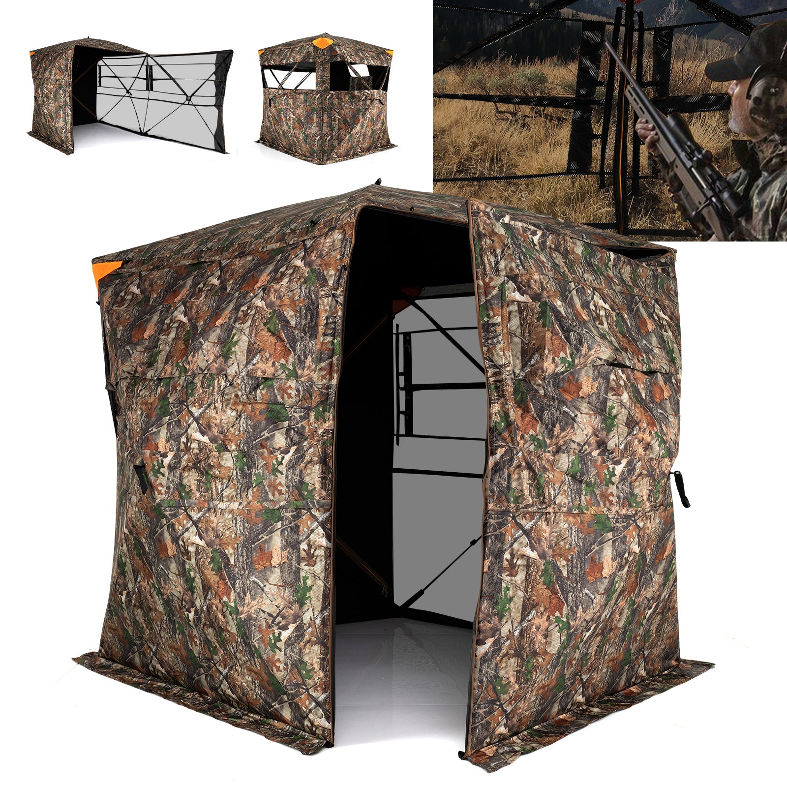 3-4 Person Hunting Blind 270° See-Through Pop-up Ground Blind with Full-Open Swing Door Tents at Gallery Canada
