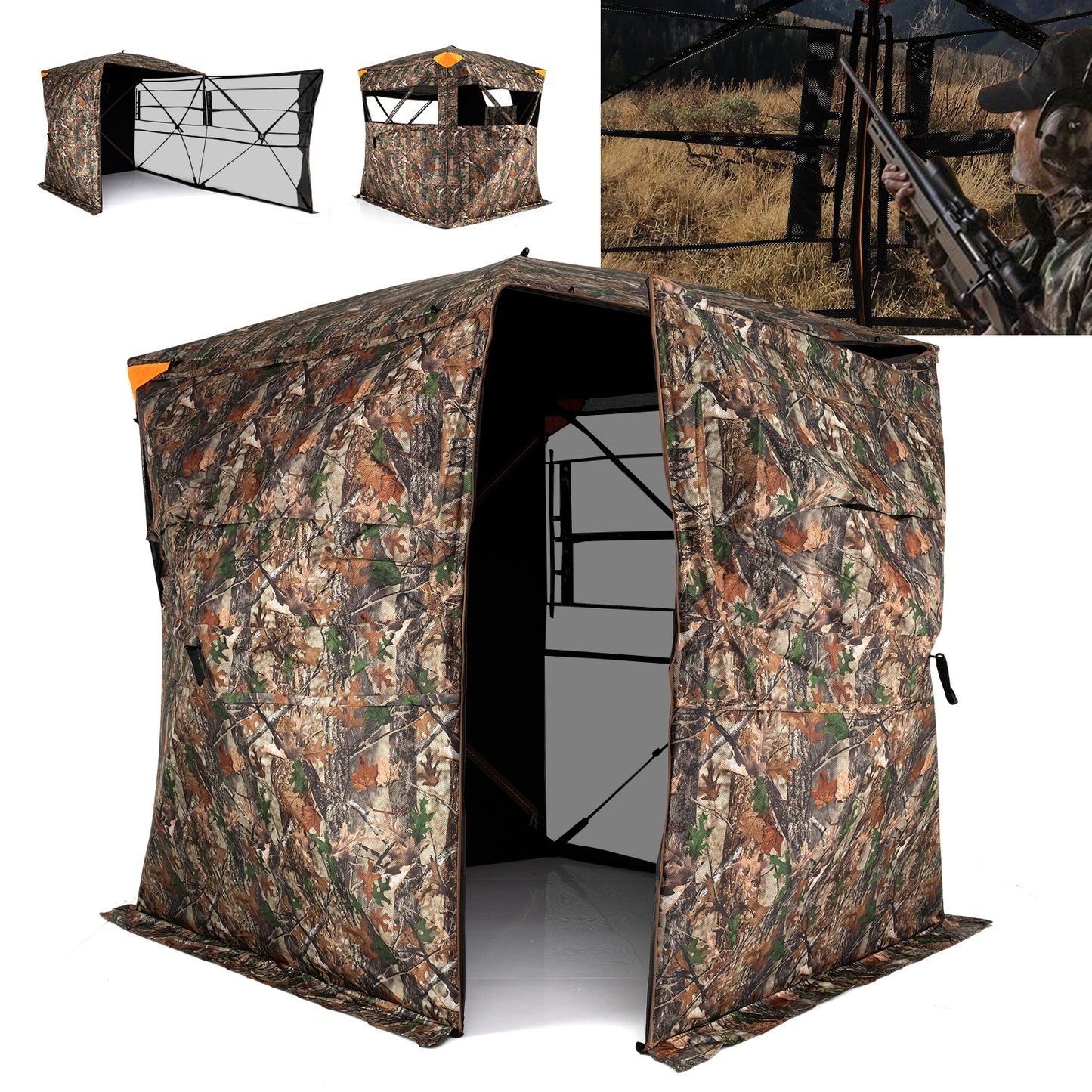 3-4 Person Hunting Blind 270° See-Through Pop-up Ground Blind with Full-Open Swing Door Tents at Gallery Canada