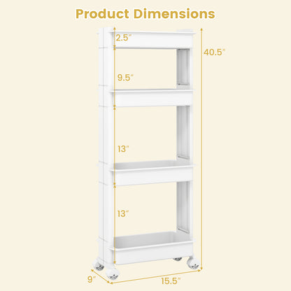 3/4-Tier Rolling Utility Cart with Detachable Trays and Smooth Wheels-4-Tier Kitchen Islands & Carts at Gallery Canada
