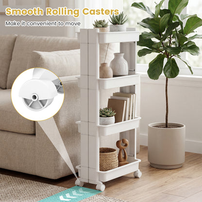 3/4-Tier Rolling Utility Cart with Detachable Trays and Smooth Wheels-4-Tier Kitchen Islands & Carts at Gallery Canada