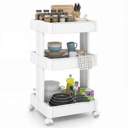 3/4-Tier Rolling Utility Cart with Detachable Trays and Smooth Wheels-3-Tier Kitchen Islands & Carts at Gallery Canada
