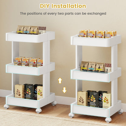 3/4-Tier Rolling Utility Cart with Detachable Trays and Smooth Wheels-3-Tier Kitchen Islands & Carts at Gallery Canada