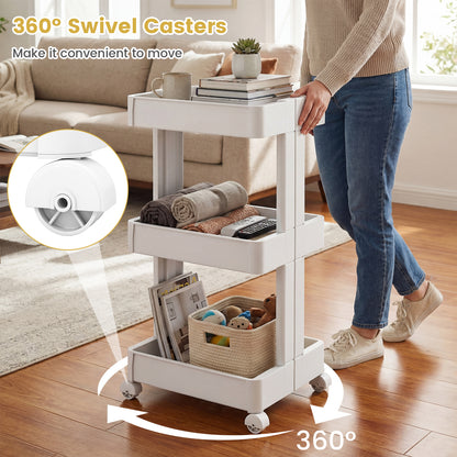 3/4-Tier Rolling Utility Cart with Detachable Trays and Smooth Wheels-3-Tier Kitchen Islands & Carts at Gallery Canada