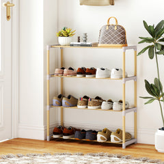 3/4-Tier Solid Wood Shoe Rack with Slatted Open Shelves-4-Tier, Natural Shoe Racks & Storage Benches Natural at Gallery Canada