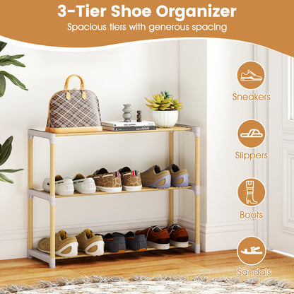 3/4-Tier Solid Wood Shoe Rack with Slatted Open Shelves-3-Tier, Natural Shoe Racks & Storage Benches at Gallery Canada