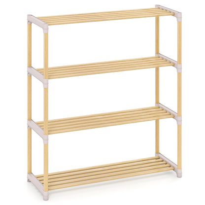 3/4-Tier Solid Wood Shoe Rack with Slatted Open Shelves-4-Tier, Natural Shoe Racks & Storage Benches Natural at Gallery Canada