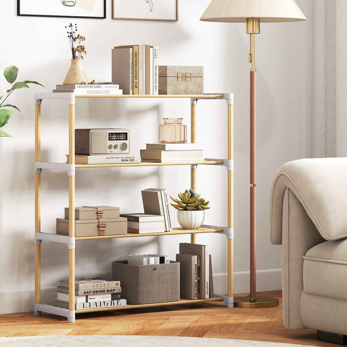 3/4-Tier Solid Wood Shoe Rack with Slatted Open Shelves-4-Tier, Natural Shoe Racks & Storage Benches at Gallery Canada