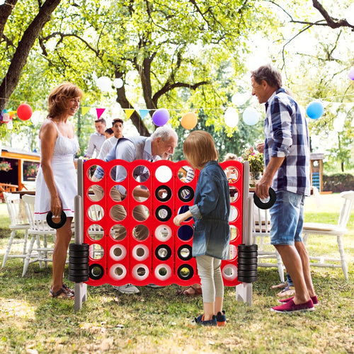 Jumbo 4 To Score Giant Game Set, 3.5 Feet Tall, 42 Rings, Red