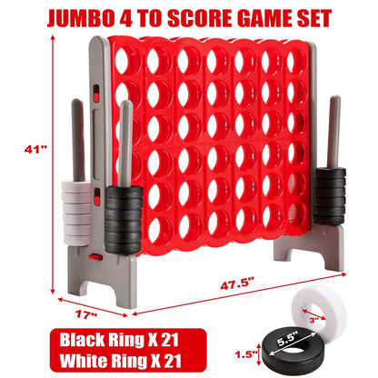 Jumbo 4 To Score Giant Game Set, 3.5 Feet Tall, 42 Rings, Red Lawn Games at Gallery Canada