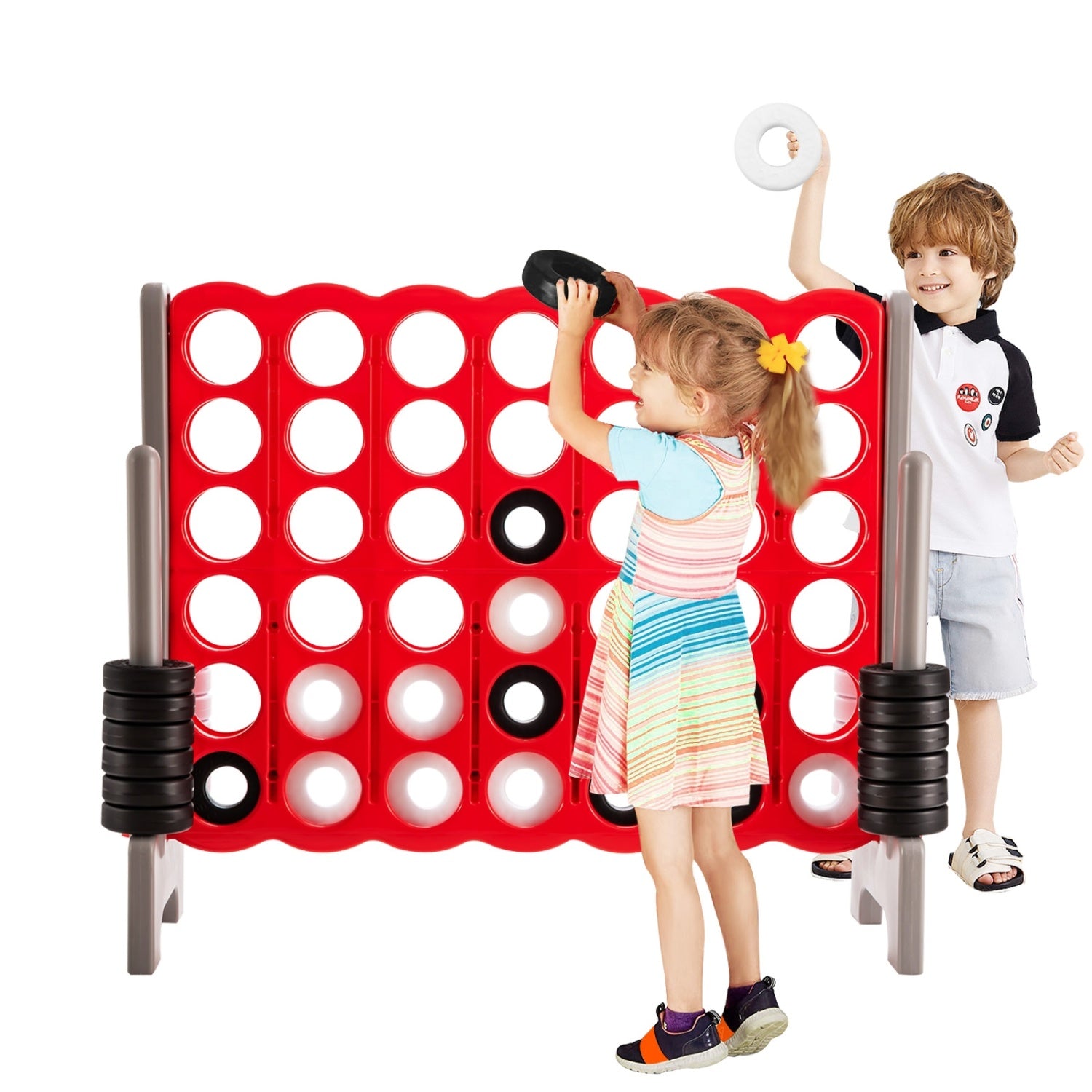 Jumbo 4 To Score Giant Game Set, 3.5 Feet Tall, 42 Rings, Red Lawn Games at Gallery Canada