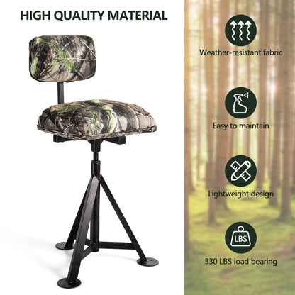 Swivel Hunting Chair Tripod Blind Stool with Detachable Backrest , Multicolor Camping Furniture at Gallery Canada