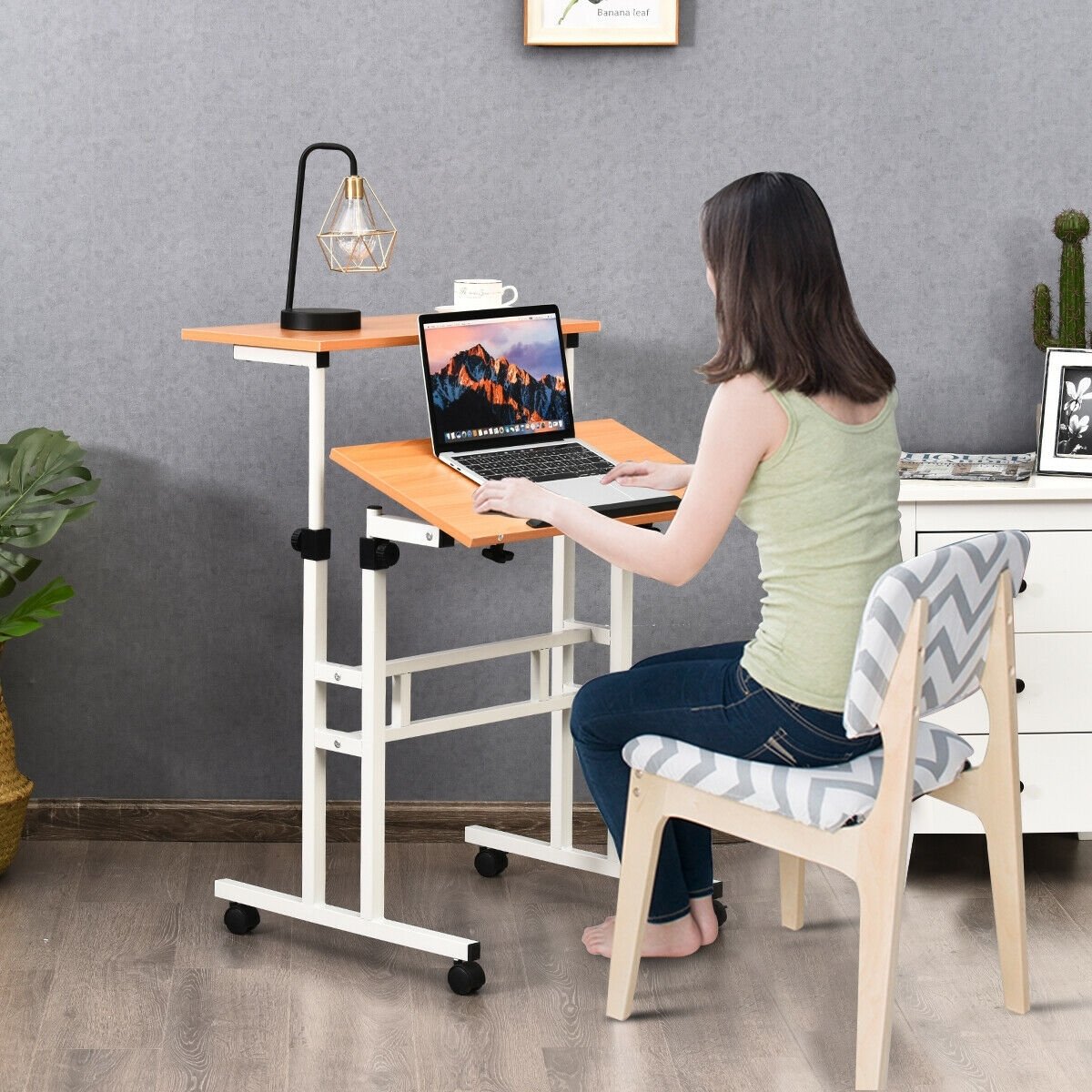 2 in 1 Height Adjustable Sit Standing Computer Desk - Gallery Canada